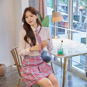 아트박스/교복몰 교복몰 백합주름치마 핑크블루체크 주름치마 교