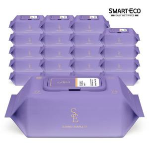 [스마트에코]써밋 퍼플 75평량 77매 20팩 캡형 아기물티슈