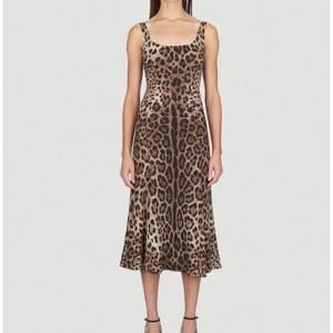 26 SS 돌체앤가바나 레오파드 프린트 슬리브리스 미디 드레스 F6CPUT FSRKI HY13M