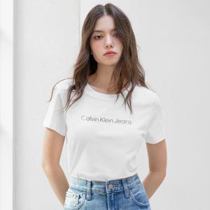 [캘빈클라인 진]여성 슬림핏 인스티튜셔널 로고 반팔 티셔츠(47AB803)