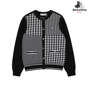 [블랙앤화이트]여성 변형 하운드투스 니트 가디건 2804LXKR_BLACK