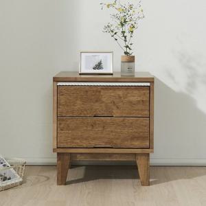 G4104 고무나무 원목 2단 협탁 450