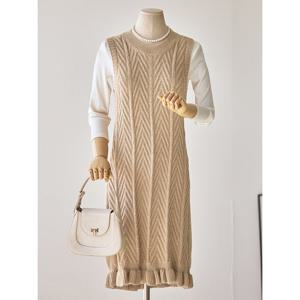 [커스텀에이블]밑단 프릴 민소매 니트 원피스_T2508OP617C