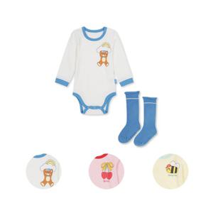 탑텐키즈 MKF5UI3304 공용 유아 버비 9부 바디수트 양말SET