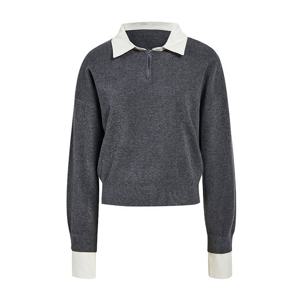 [제이제이 지고트]반집업 셔츠배색 니트풀오버GR2N1PO201