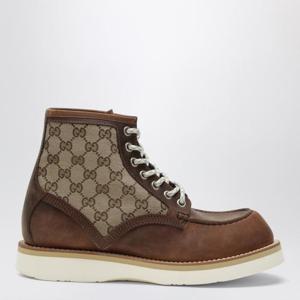 구찌 라운드 토 레이스업 앵클 부츠 831149AAEZE Brown