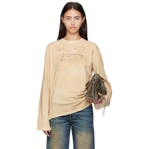 아크네 티셔츠 베이지 로고 티셔츠 252129F110020