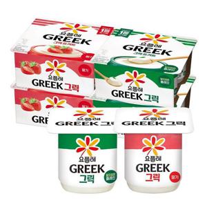 [빙그레]빙그레 요플레 그릭 딸기 80g 8입 + 그릭 달지않은 80g 8입 (총 16입)