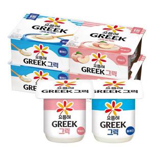 [빙그레]빙그레 요플레 그릭 복숭아 80g 8입 + 그릭 플레인 80g 8입 (총 16입)