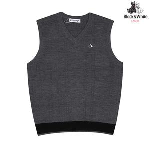 [블랙앤화이트]남성 체크 변형 조직 베스트 2005GBVW_GREY
