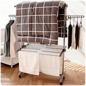 이동 접이식 4단 스텐 건조대 빨래걸이 공간활용 이동바퀴 이동식 베란다빨래건조대 접이빨래건조대
