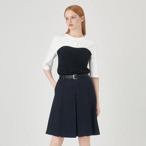 [케네스 레이디]가죽배색 미디스커트 (EWSKOI03)