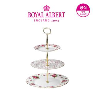 [로얄알버트]뉴황실장미 3단 케이크 스텐드 (MIX)