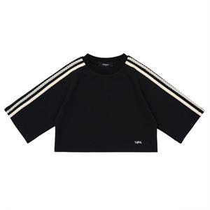 [티파니(정상)](T54KAT030)-BK 테잎 장식 7부 소매티