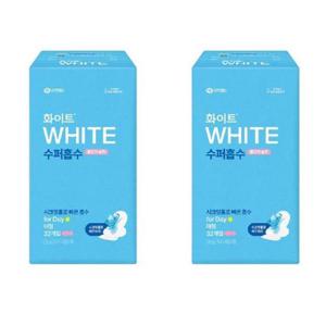 화이트 수퍼흡수 생리대 대형 32매 x 2EA 대용량 부드러운 편안한 생리대
