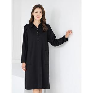 [모슬린]엄마옷 반오픈 카라 무지 원피스 509FGH144 마담/중년여