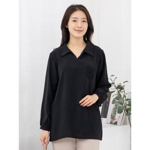 [모슬린]엄마옷 레이스포켓반오픈카라블라우스 515FGH021 마담/