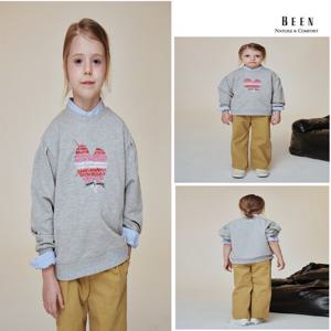 [빈BEEN]BA12TS01GY그레이 하트 자수 맨투맨 티셔츠