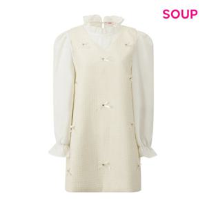 [숲]프릴 블라우스 앤 리본 트위드 원피스 S61ST04