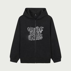 행텐틴즈 동백01 니트라이크 그래픽 후드집업_블랙 14560-034-206-46-100