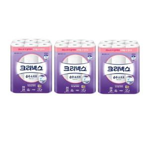 크리넥스 3겹 천 연펄프 순 수소프트 와이드 롤화장지 35m X 24롤 X 3팩