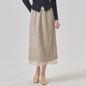 [매긴]오간자 배색 링클 스커트_PBMF6S1SK8090