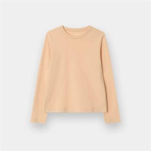 지오다노 우먼 05326502 이중지 인터락 라운드 레귤러핏 긴팔 티셔츠 326502 354755