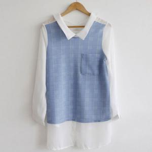 [마미누리]H 별 체크 블라우스 빅사이즈 여성의류 임부복 상의