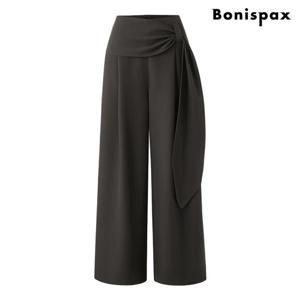[보니스팍스(여성의류)]랩스타일 와이드 뒷 지퍼 슬랙스 팬츠 (XQ1TA004L0)