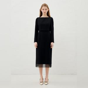 [올리브데올리브]오간자 배색 롱슬리브 슬림 원피스 OW6SO1620