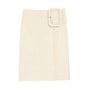 AMI Paris 버클 벨트 미디 스커트 E26FSK451WV0195