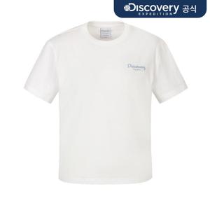 [디스커버리] 여성 프레시벤트 자수로고 세미크롭 반팔티셔츠 (WHITE) DWRS93063-WHS