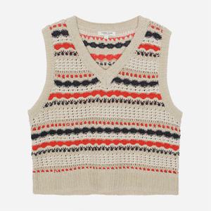 [써스데이아일랜드][여성]브이넥 칼라 블록 니트 베스트(T262MVT139W)