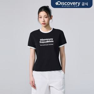 [디스커버리] 여성 프레시벤트 레터링 세미크롭 링거티셔츠 (BLACK)  DWRS94063-BKS