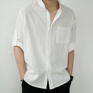 남성린넨7부셔츠 남자 린넨 셔츠 7부 차이나 카라 반팔 여름 출근룩