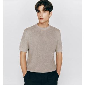[지오다노] 남자 크로셰 텍스처 라운드넥 반팔 니트 스웨터 9GG 01055535