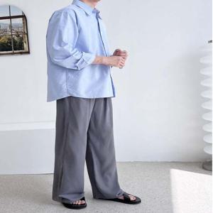 남성 린넨 L101M 핀턱와이드팬츠 퓨어