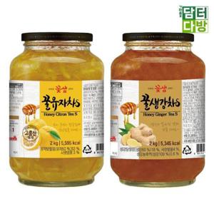 유자차2kg 꽃샘 꿀유자차S + 꿀생강차S 2kg