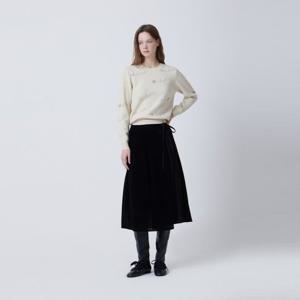 [듀엘]텍스처 블록 플리츠 벨벳 스커트 D254MSD048