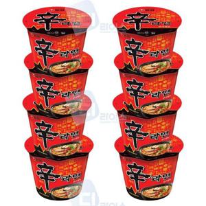 매운라면 신라면 큰사발 큰컵 얼큰한 컵라면 간식 114g 8개