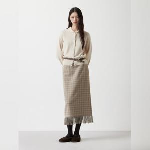 [쥬크]프린지 체크 H라인 롱스커트 (Z254MSD016)