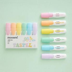 에딩슈퍼600 모나미 그랑데 형광펜 604 파스텔 6색 세트