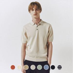 [지오다노]남성 여름 레귤러핏 면/폴리 폴로넥 카라 반팔 니트 스웨터 056510