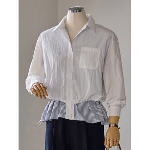 [커스텀에이블]스트라이프 배색 스트링 셔츠_T2604BL050A