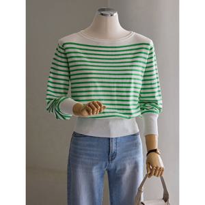 [커스텀에이블]보트넥 스트라이프 배색 니트_T2604KN056A