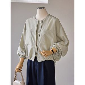 [커스텀에이블]노카라 스트링 크롭 점퍼_T2604JP012B