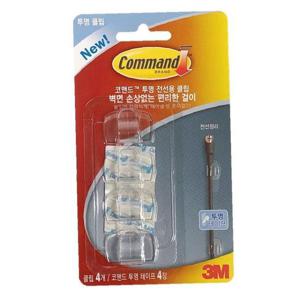 3M 코맨드 투명 전선용 클립 17017 전선정리 벽걸이