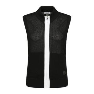 [핑골프](사은품증정) 여성 메쉬 짜임 배색 집업 니트 베스트 (121E2SV451_BK)