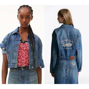 [타미힐피거데님] 타미진스 여성 플리츠 데님 트러커 재킷 T32F6NJC12TWT1 T32F6NJC12TWT1