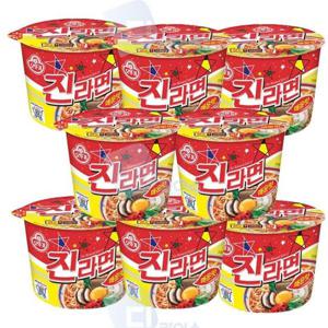 JIN라면 오뚜기 진라면 매운맛 큰컵 컵라면 큰사발 110g 8개